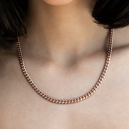 Cuban Link Necklace in Rose Gold- 5mm