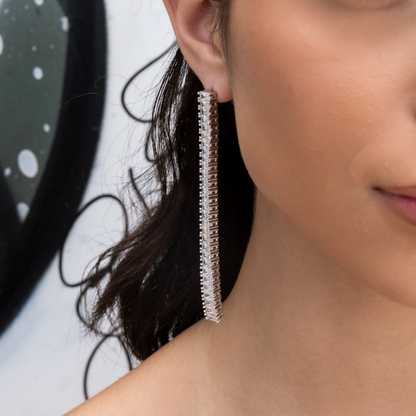 Diamond Baguette Tennis Dangle Earring