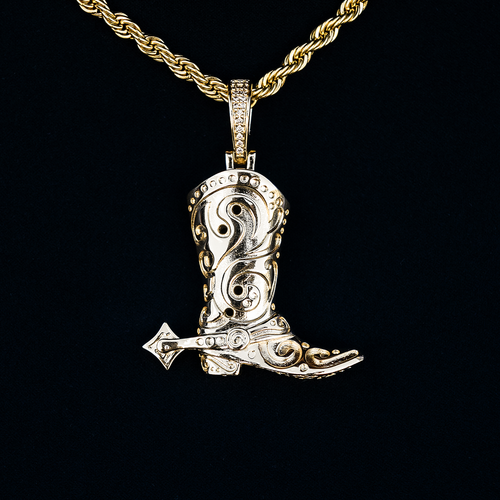 Cowboy Boot Pendant in Yellow Gold