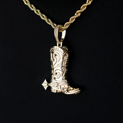 Cowboy Boot Pendant in Yellow Gold