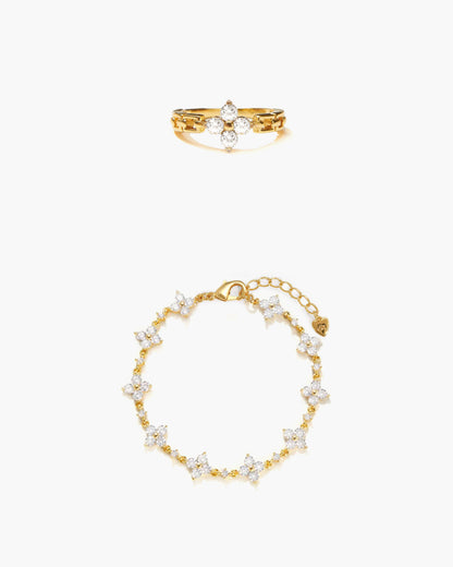 Sparkle Clover Bracelet and Ring Set