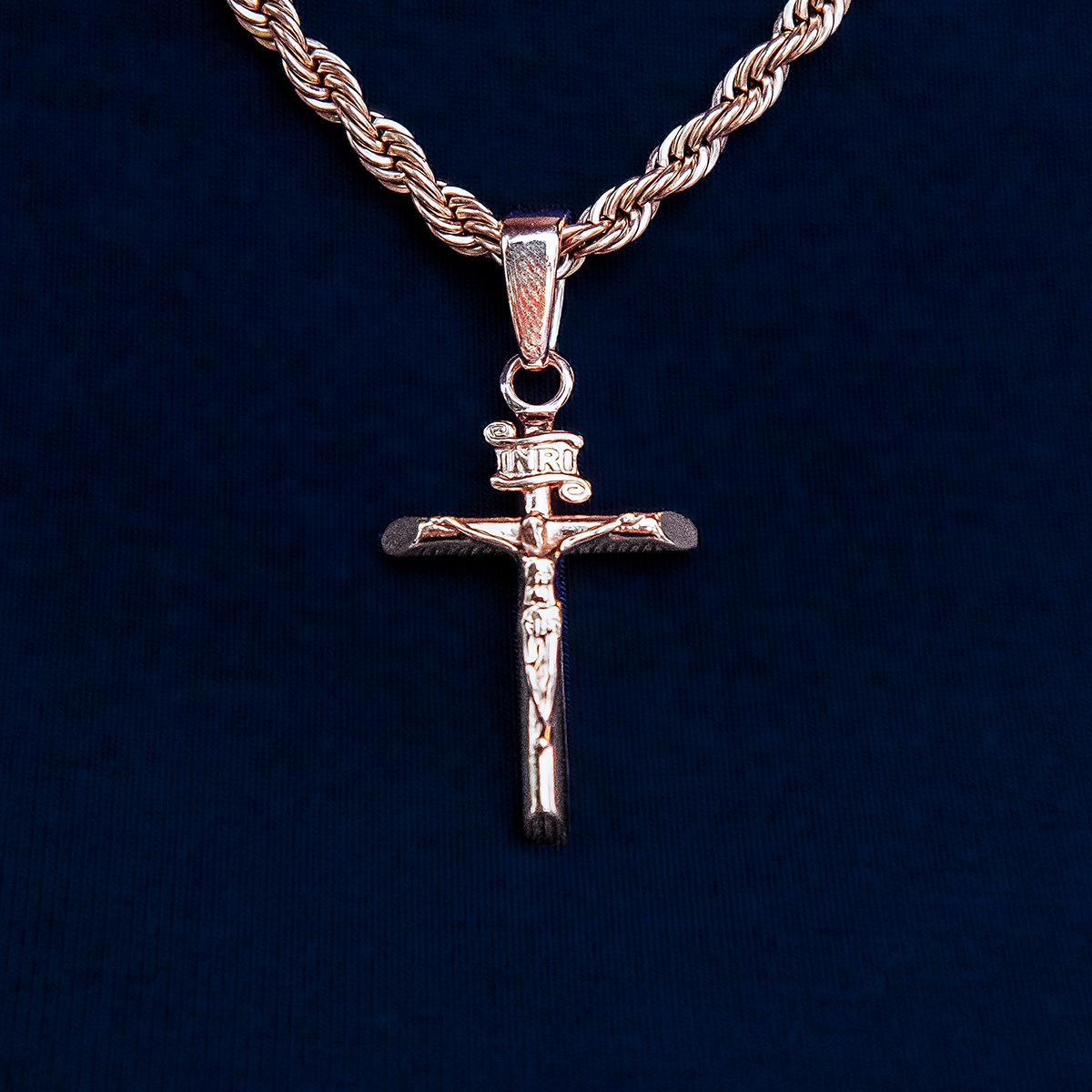 Crucifix Cross Pendant in Rose Gold