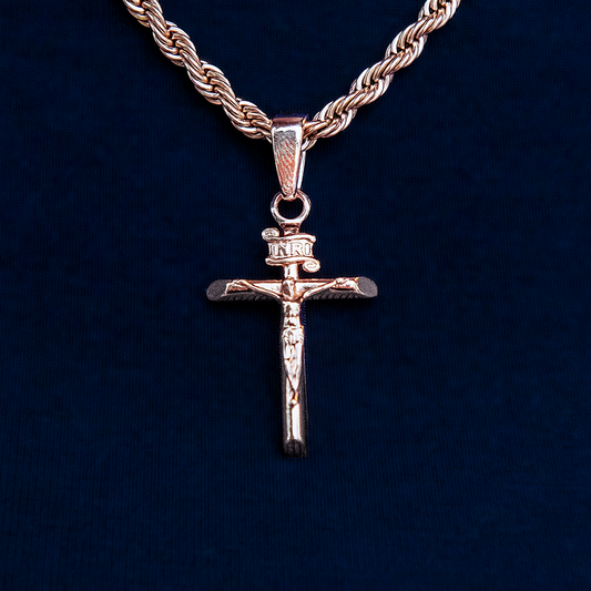 Crucifix Cross Pendant in Rose Gold