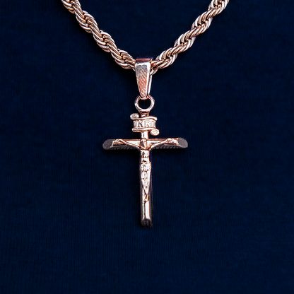 Crucifix Cross Pendant in Rose Gold