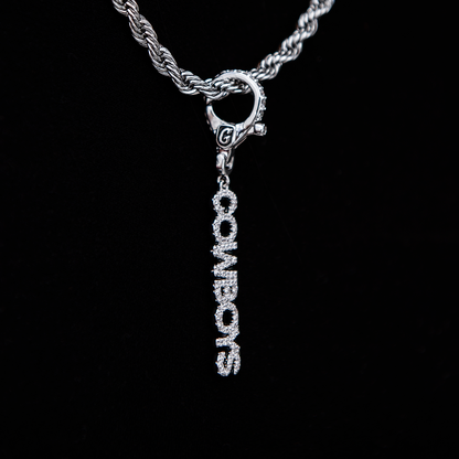 Dallas Cowboys Official NFL Wordmark Logo Clip On Pendant in White Gold