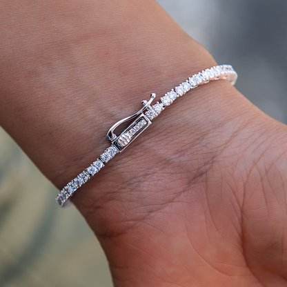 Colored Iced Rock Tennis Set of Three Bracelets Bundle in White Gold - 2mm