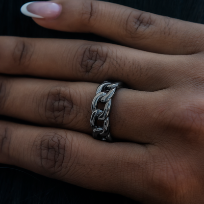 Cuban Band Ring in Matte Black - 7mm