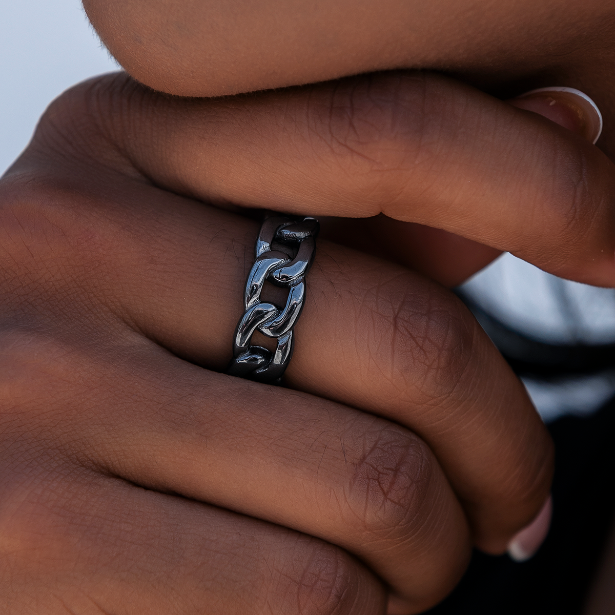 Cuban Band Ring in Matte Black