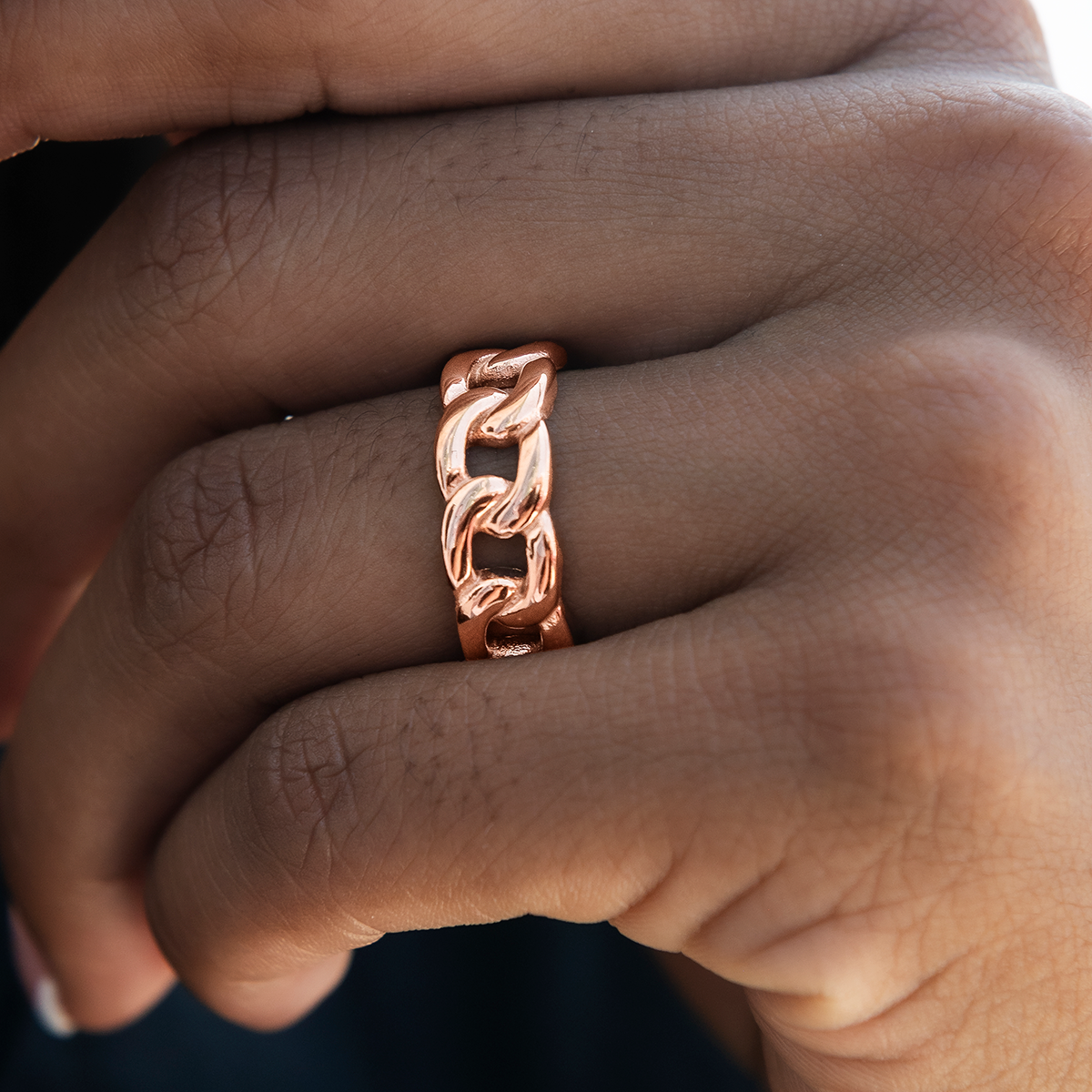 Cuban Band Ring in Rose Gold
