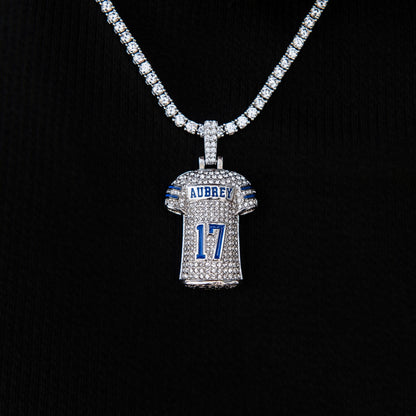 Dallas Cowboys Brandon Aubrey Jersey Pendant in White Gold