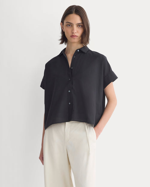Scalloped-Collar Square Shirt | Black