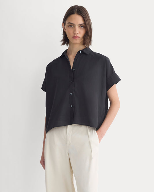 Scalloped-Collar Square Shirt | Black