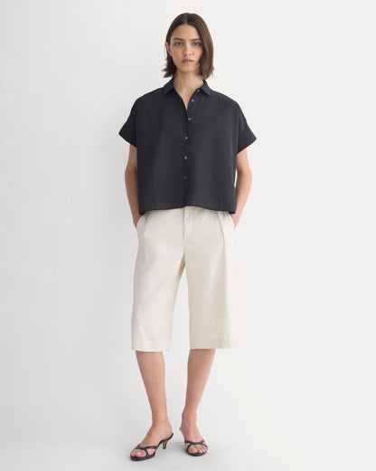 Scalloped-Collar Square Shirt | Black