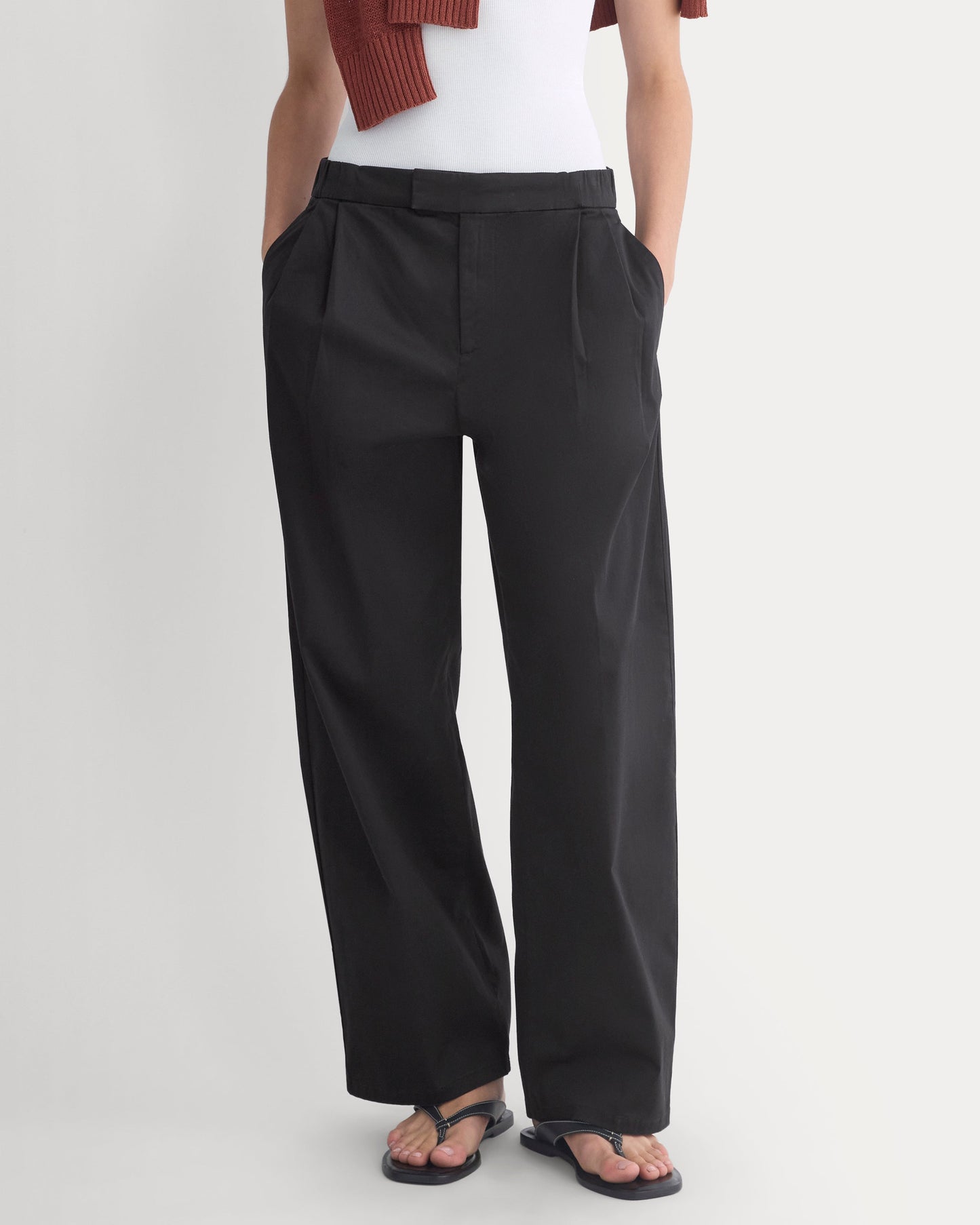 Barrel-Leg Pant in Organic Cotton Sateen | Black