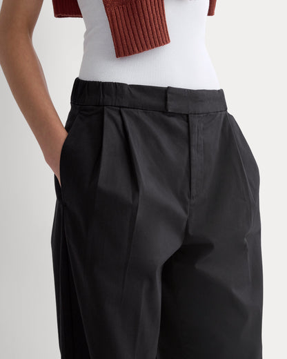 Barrel-Leg Pant in Organic Cotton Sateen | Black