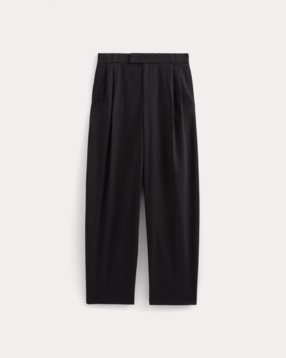Barrel-Leg Pant in Organic Cotton Sateen | Black