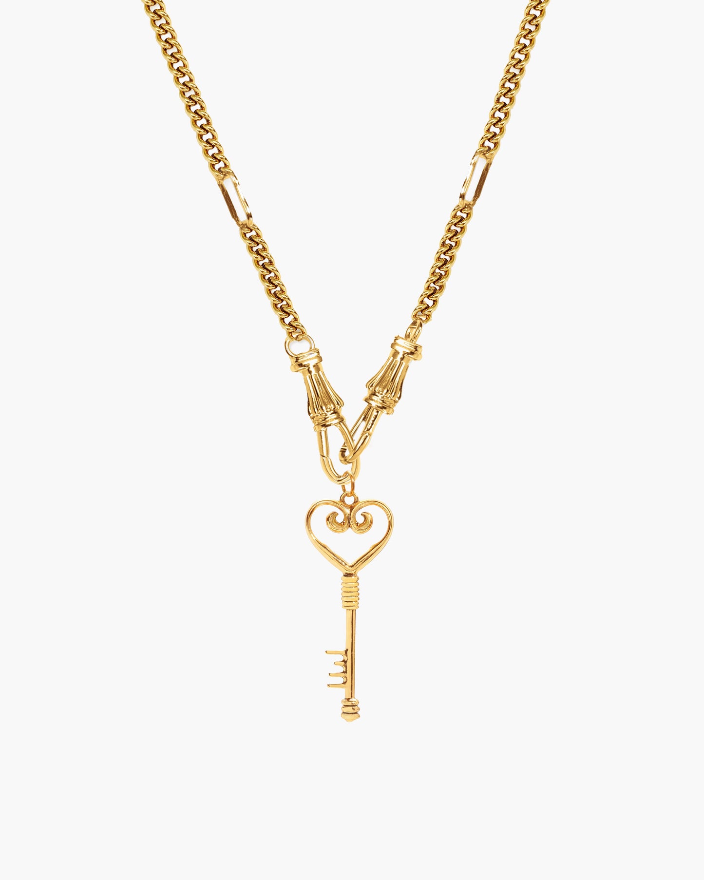 Deco Clasp Chain Necklace in Gold