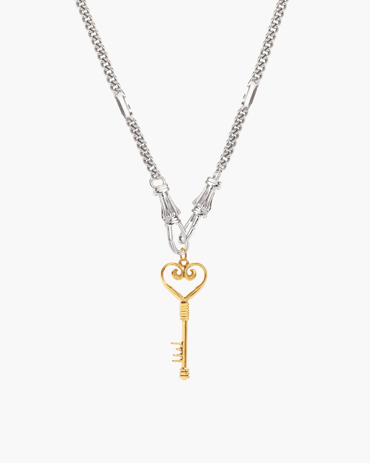 Deco Clasp Chain Necklace in Gold