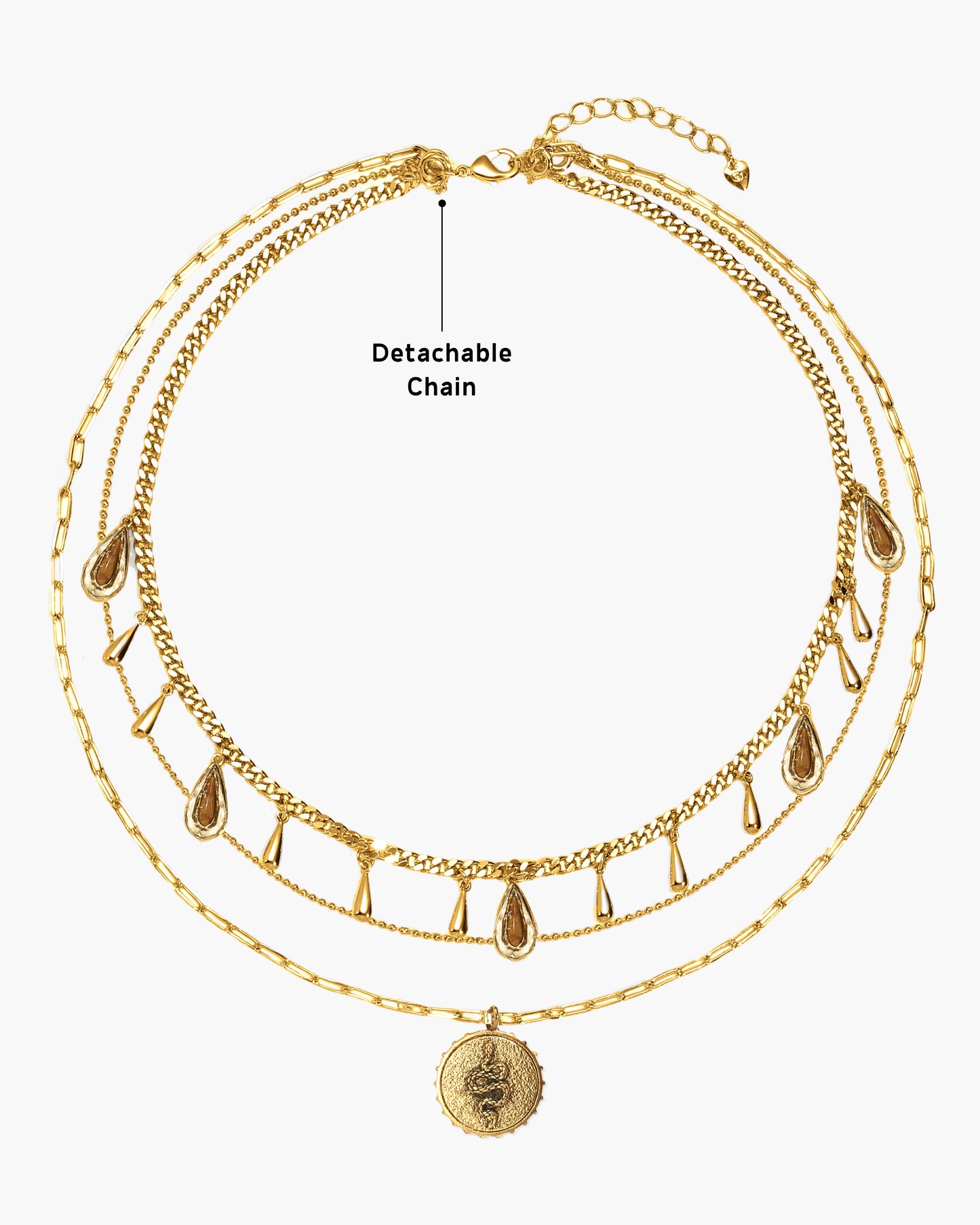Second Skin Detachable Layered Snake Coin Necklace