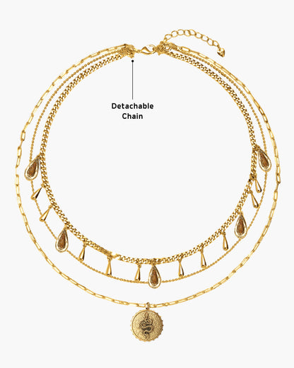 Second Skin Detachable Layered Snake Coin Necklace