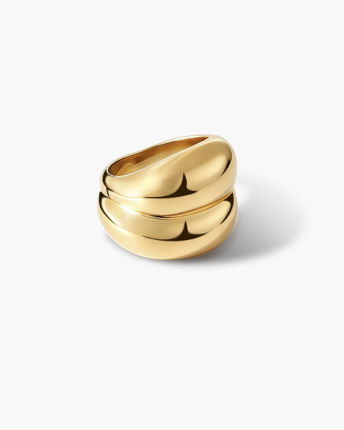 Double Pebble Ring in Gold