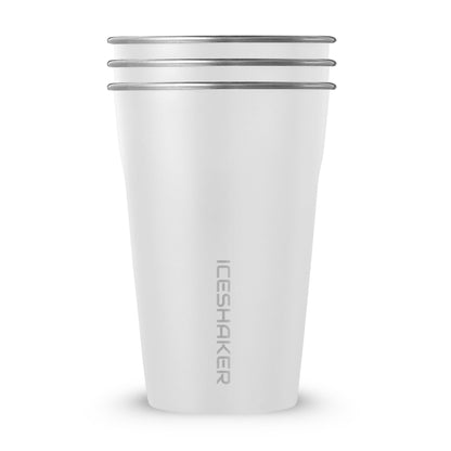 White 20oz Stainless Steel Cups - 3 Pack