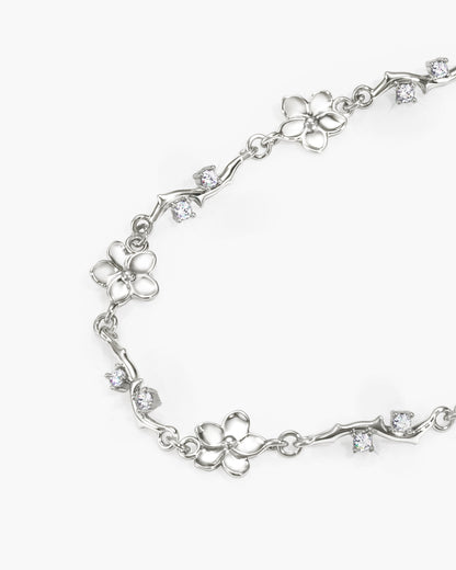 Ivy Floral Bracelet in Silver