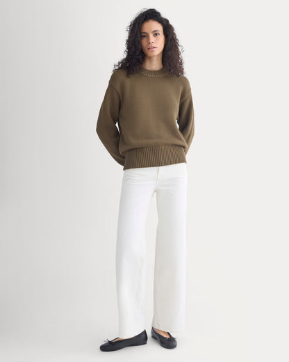 Oversized Cocoon Crew in Elevated Cotton | Beech