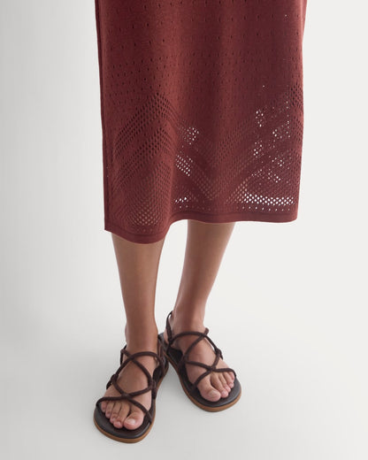 Lace-Knit Maxi Skirt | Henna Red