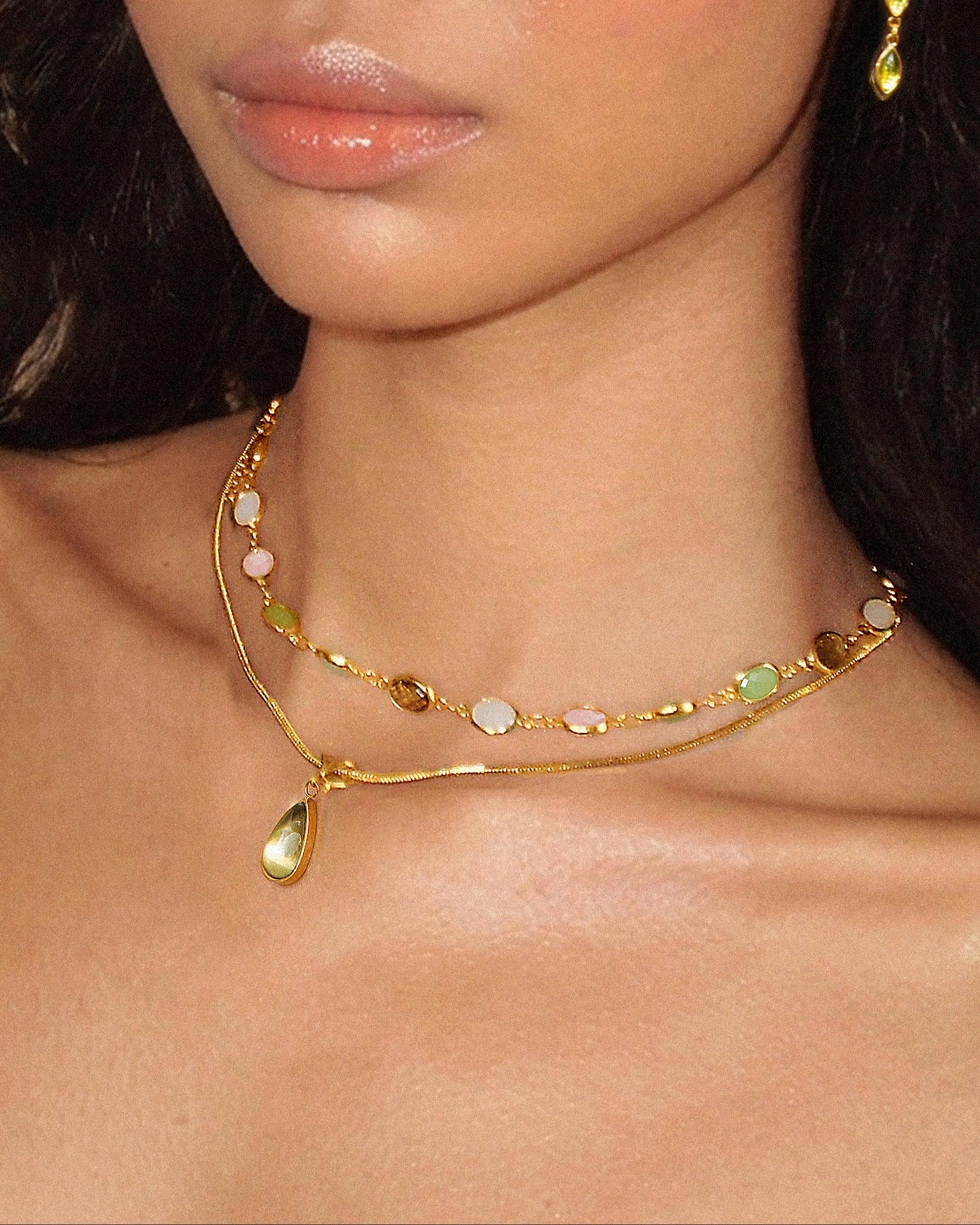Waterdrop & Whimsical Romance Stone Necklace Set