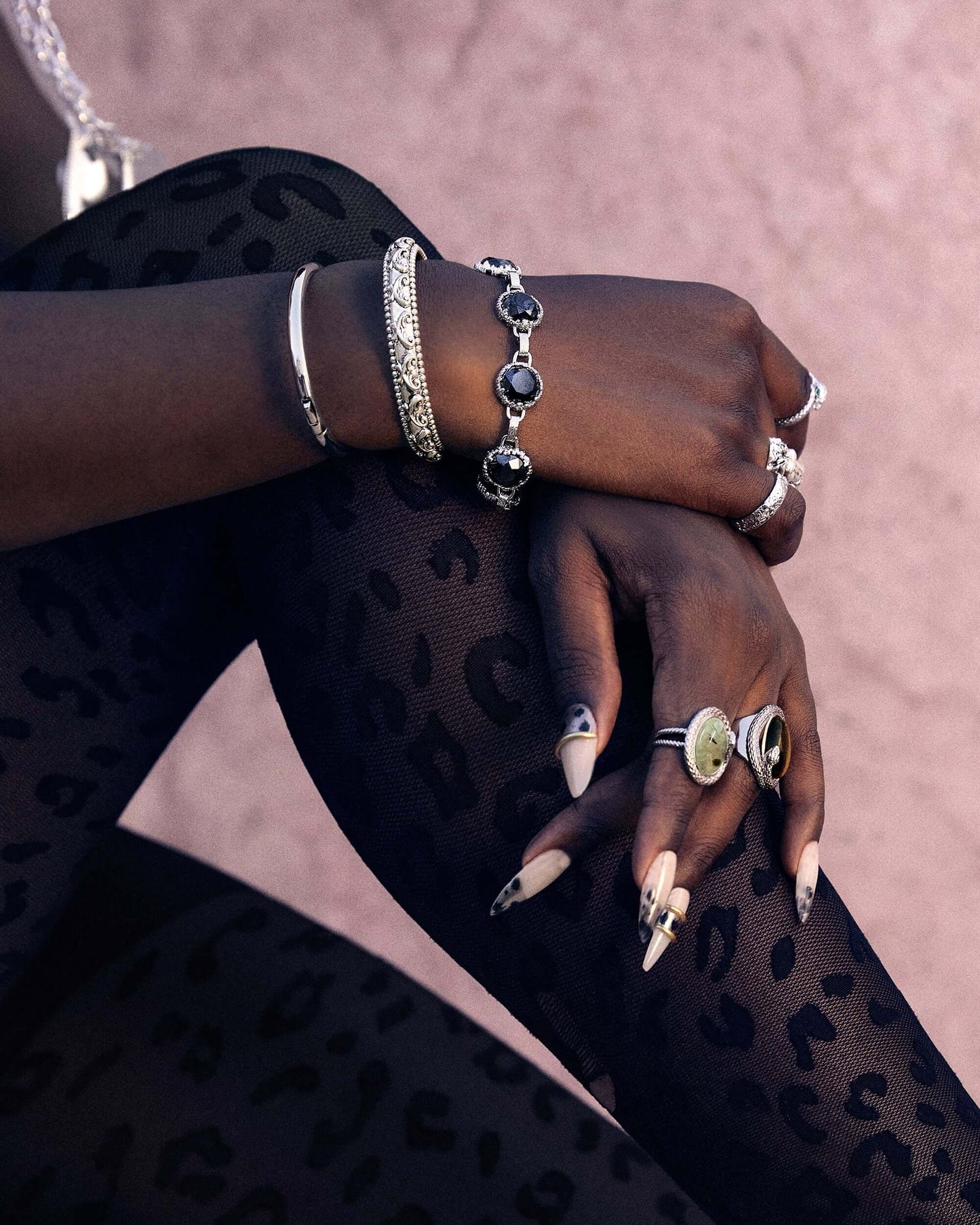 Midnight Quartz Bracelet in Silver
