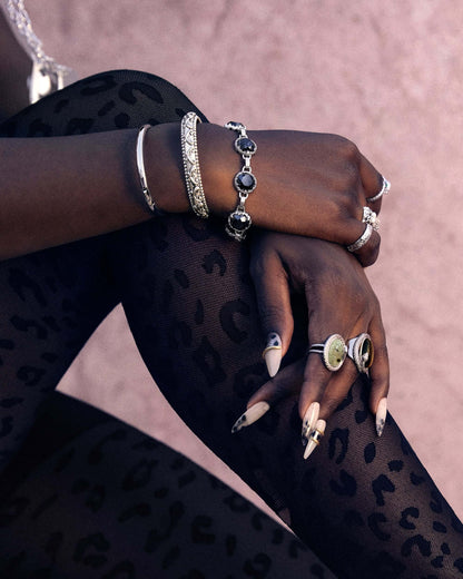 Midnight Quartz Bracelet in Silver