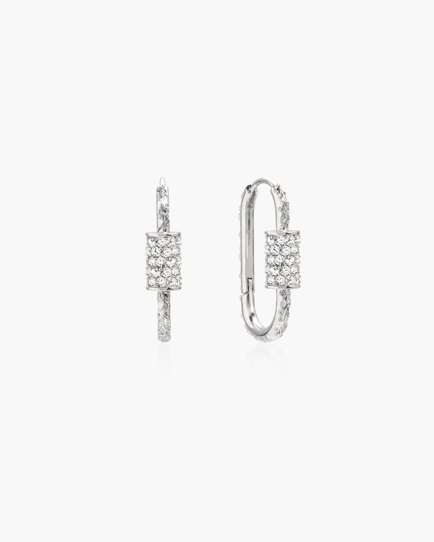 Eden Carabiner Huggie Earrings in Silver