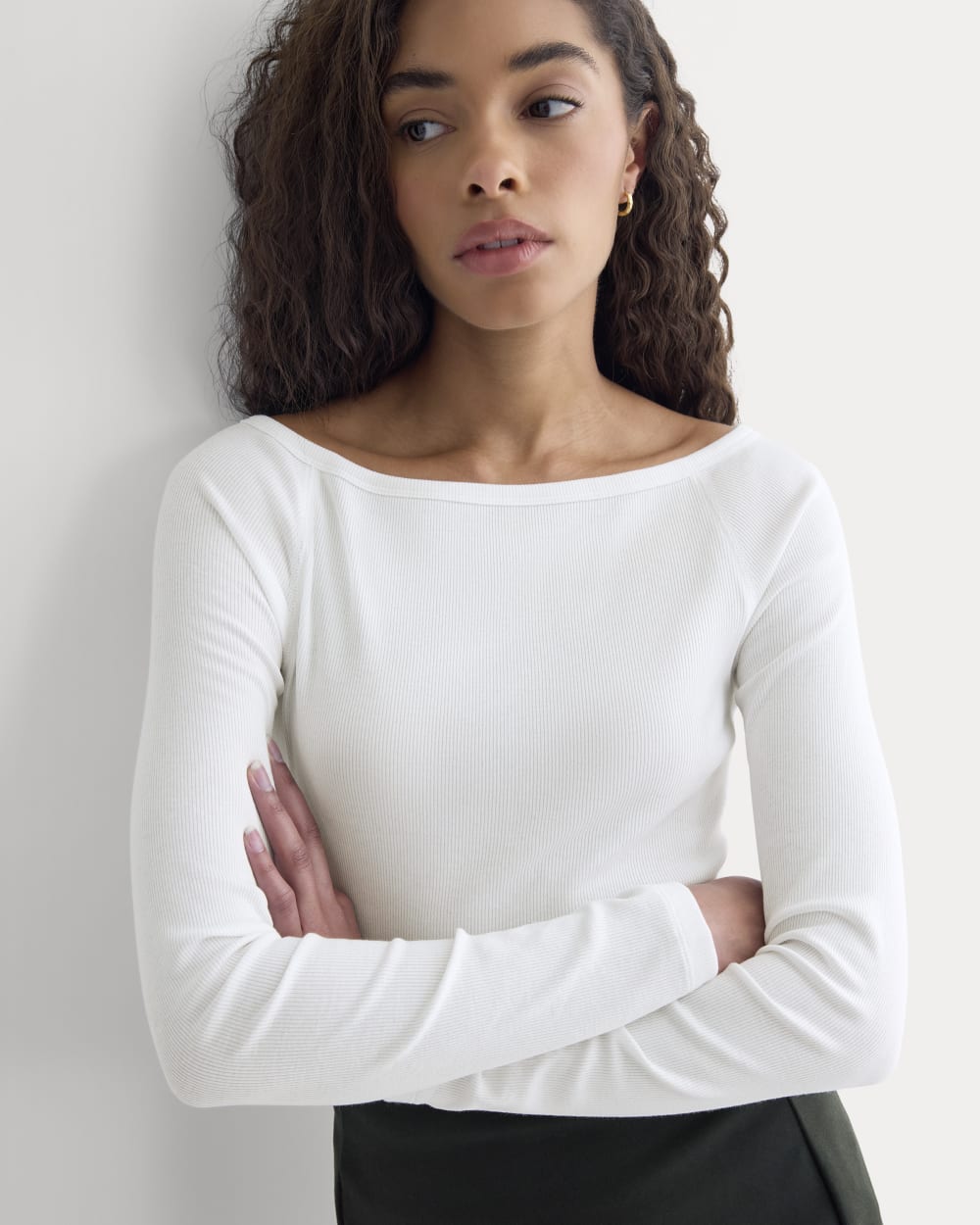 Luxe Rib Boatneck Top | White