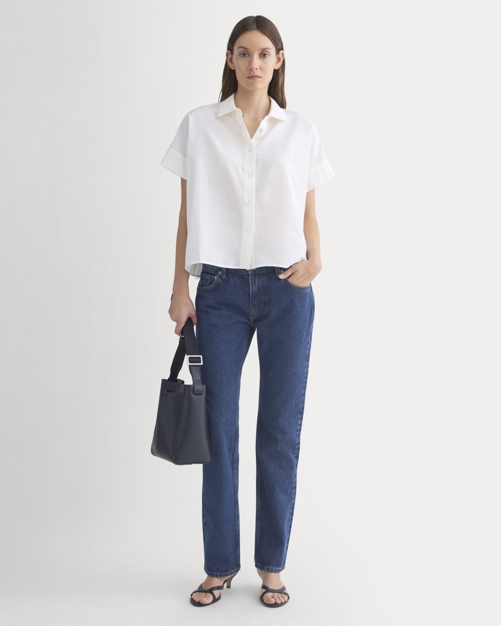 Scalloped-Collar Square Shirt | Bone