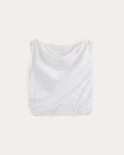 Boatneck Twisted Top in Essential Cotton | White