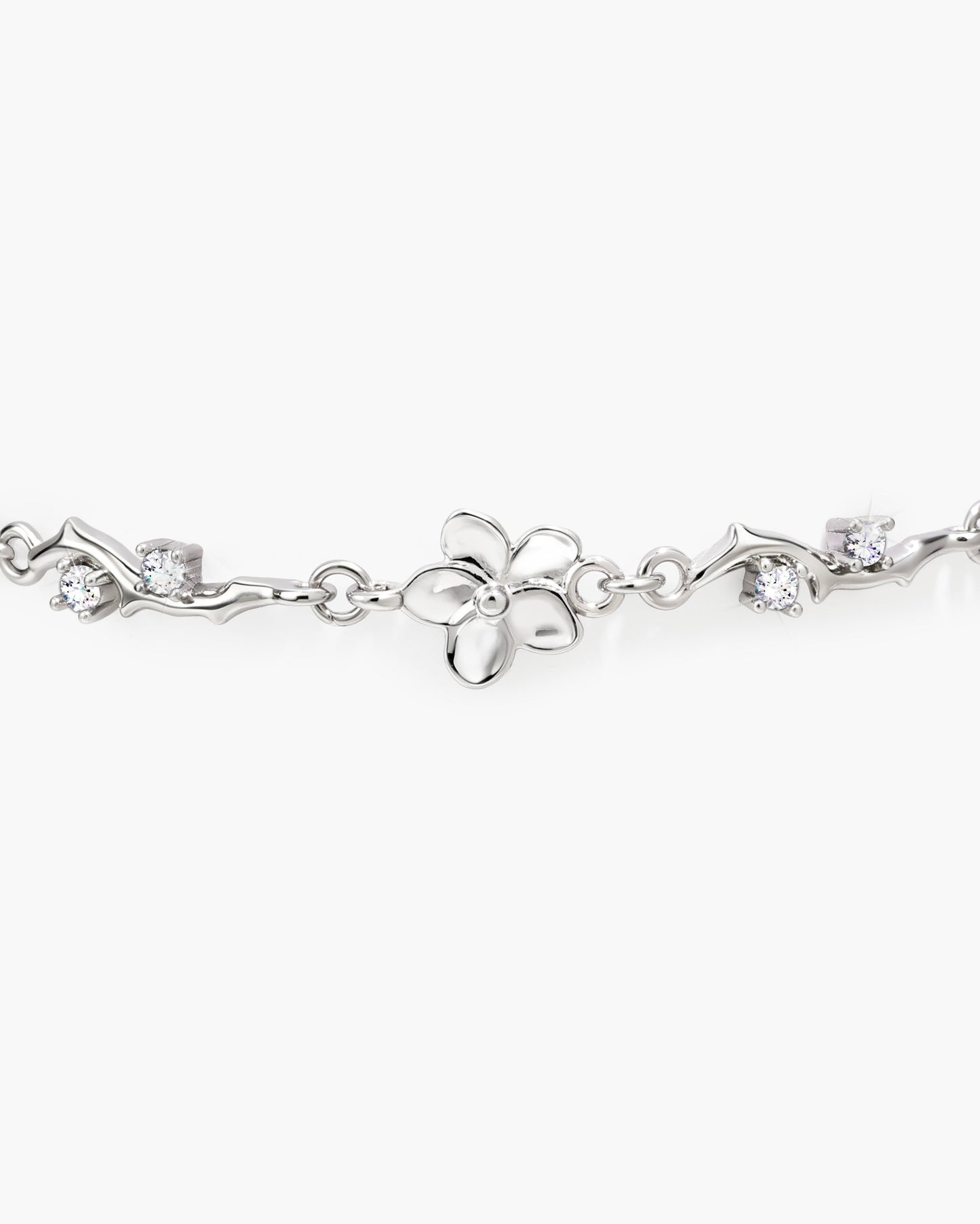 Ivy Floral Bracelet in Silver