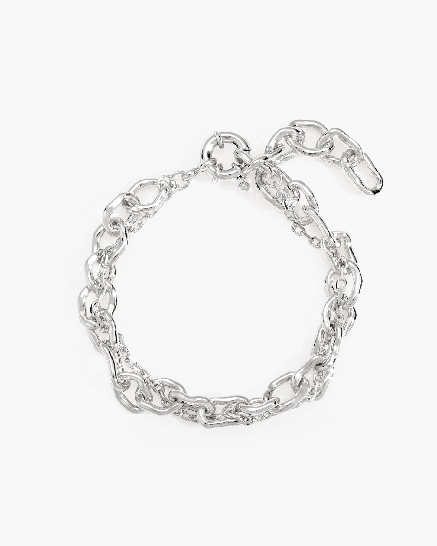 Molten Dual Chain Bracelet in Silver