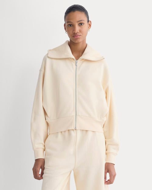Lightweight Terry Cropped Full-Zip | Parchment
