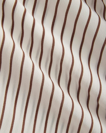 Shrunken Top in Washable Silk | Bone / Toffee Stripe