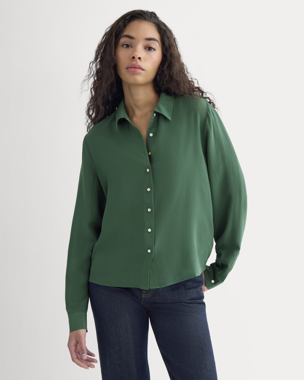 Shrunken Top in Washable Silk | Hunter Green