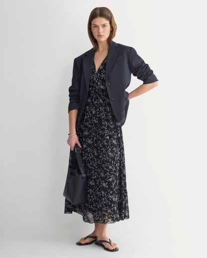 Maxi Dress in Silk Georgette | Floral/Black