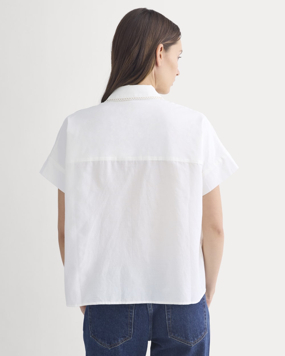 Scalloped-Collar Square Shirt | Bone