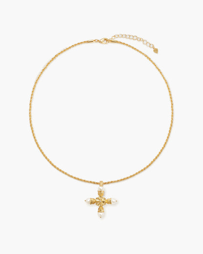 Florence Pearl Cross Necklace