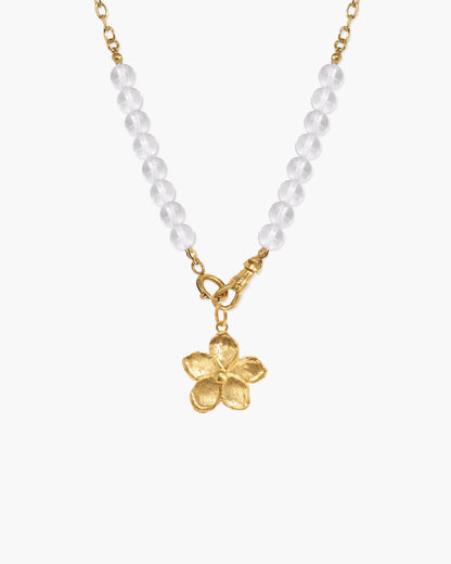 Clear Quartz Beaded Necklace with Charm Holder Clasp