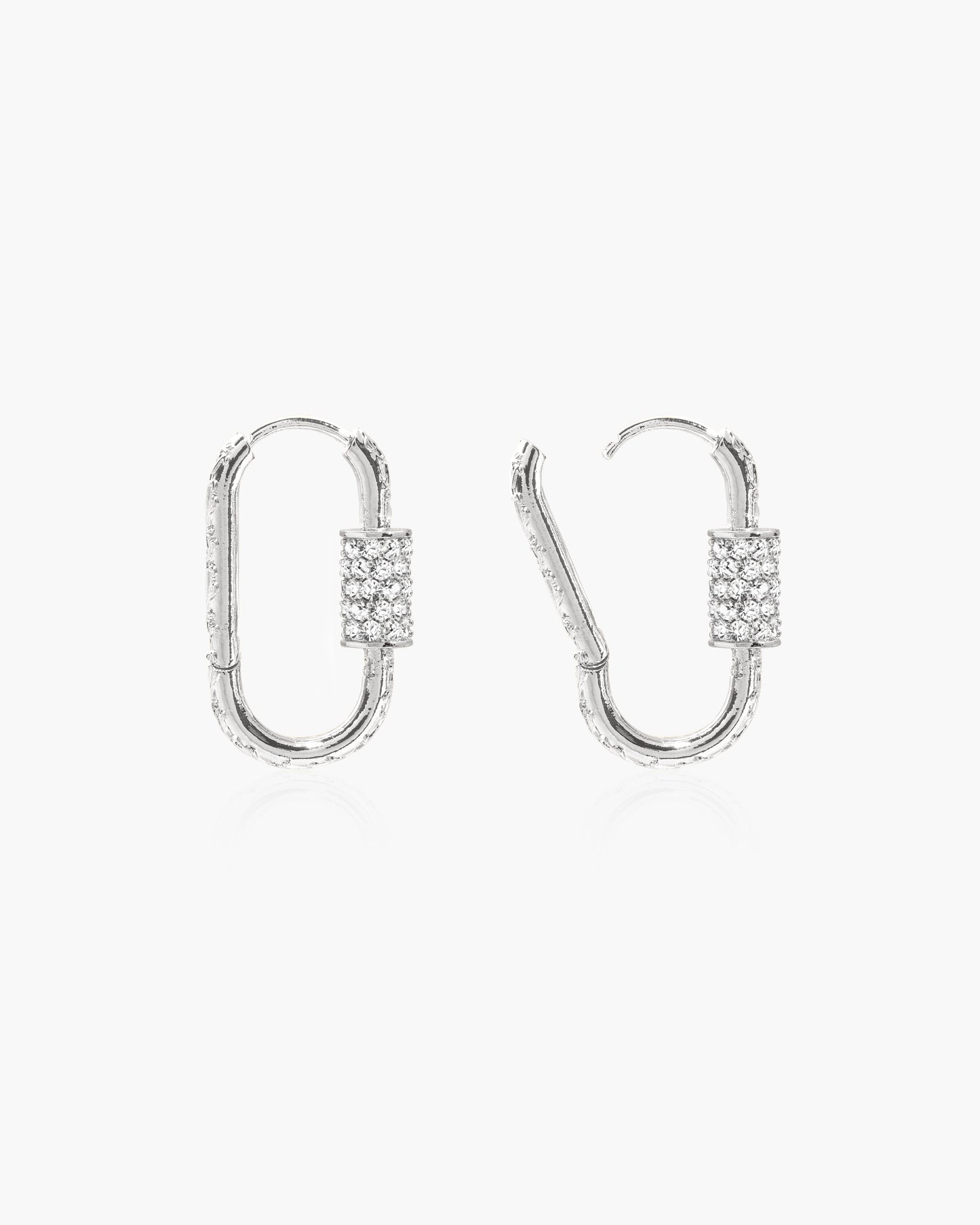 Eden Carabiner Huggie Earrings in Silver