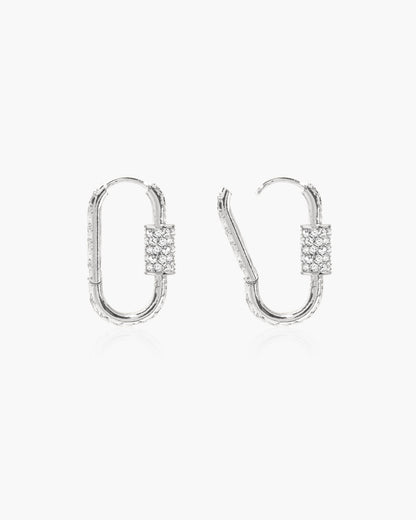 Eden Carabiner Huggie Earrings in Silver