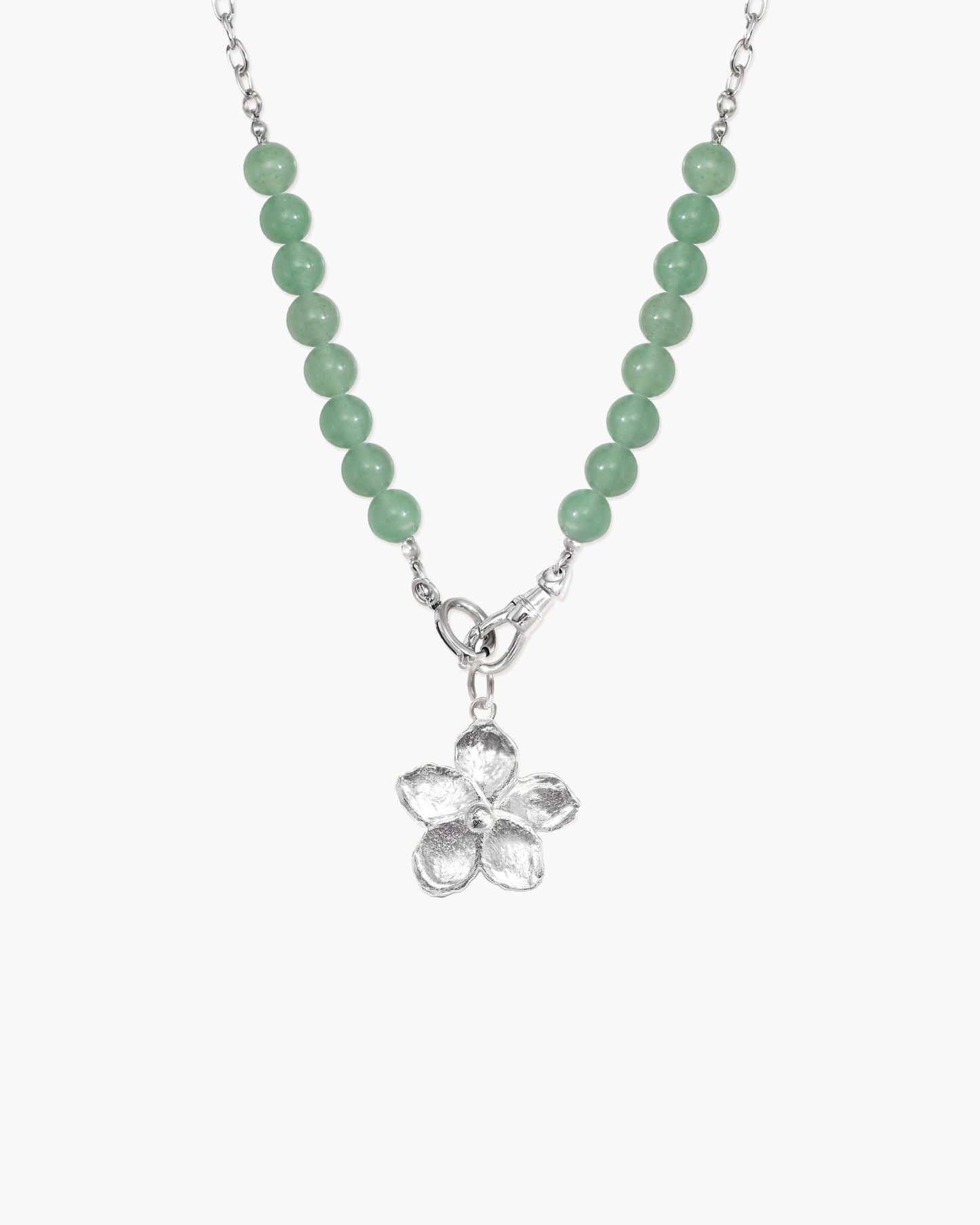 Clear Quartz Beaded Necklace with Charm Holder Clasp