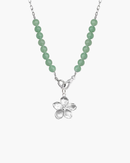 Clear Quartz Beaded Necklace with Charm Holder Clasp