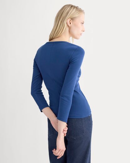 Luxe Rib Deep U-Neck Top | Estate Blue